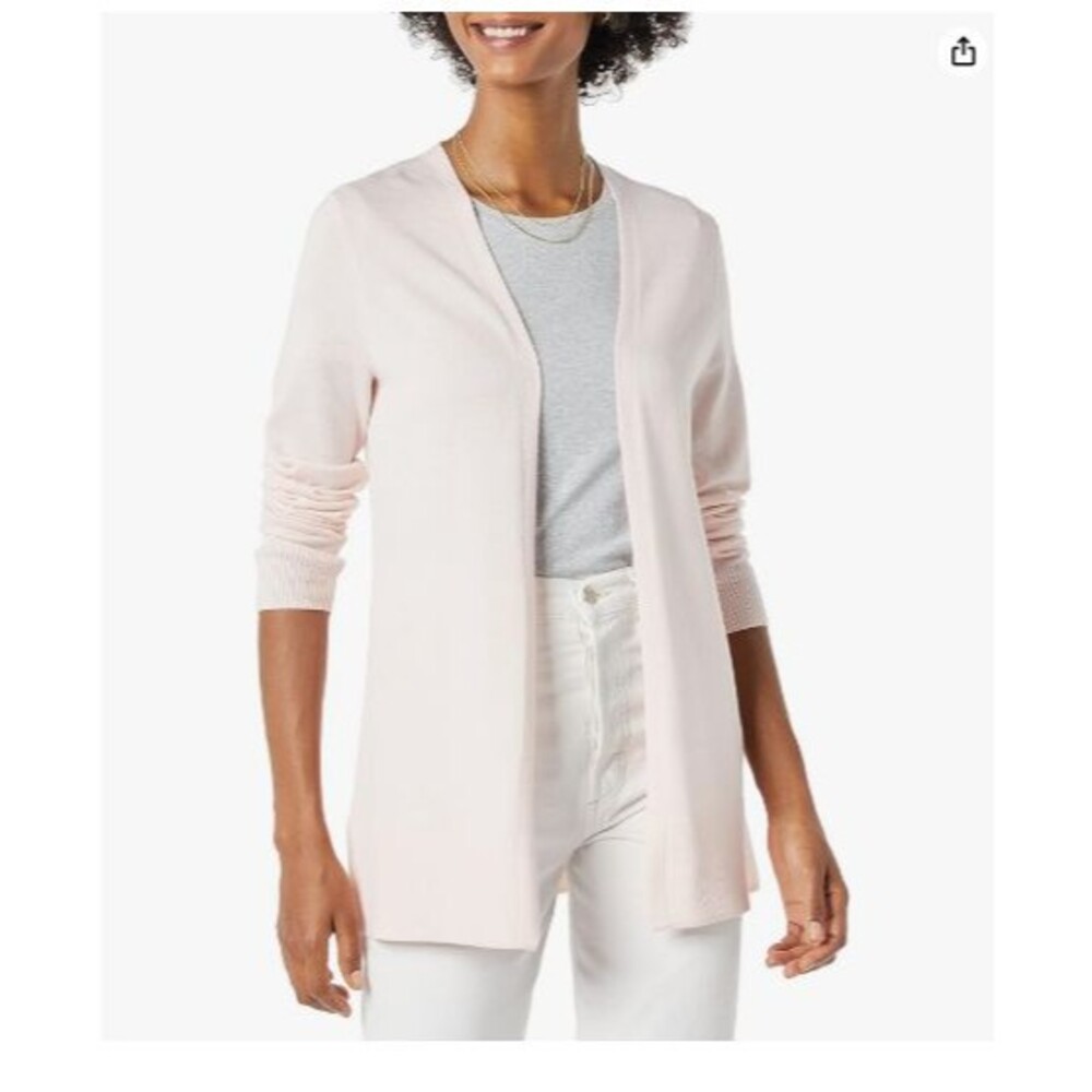 Women's Lightweight Open-Front Cardigan Sweater,2XL, pale pink